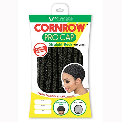 Amore Mio - CORNROW PRO CAP - Straight Back (with Combs) MEDIUM Mesh Weave Cap in OFF BLACK by Amore Mio
