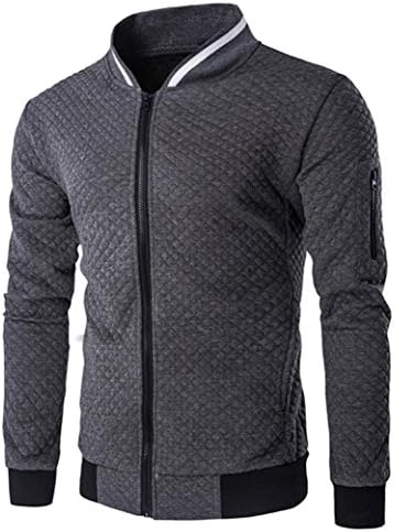 Jacket Coat Mens, DoraMe Zipper Sweatshirt Tops Long Sleeve Plaid Cardigan Jacket Coat Outwear (XL, Gray)