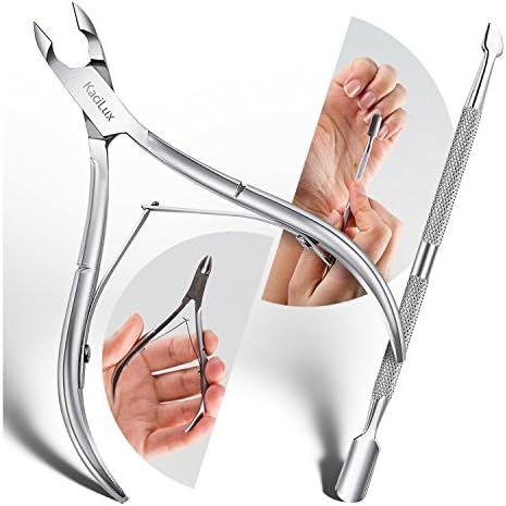 KaciLux Cuticle Nipper and Pusher Kit with Stainless Steel Professional Clippers