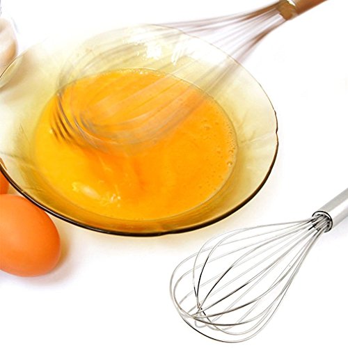 Edelstahl – Küchen Schneebesen – Ballonschneebesen, Eier, Milch. Küchenutensil zum Mischen, Schlagen und rühren, Set vo 3 – 8Zoll + 10Zoll + 12Zoll (Edelstahl) - 5