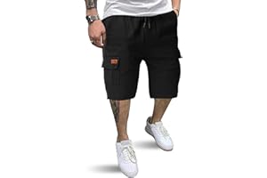 HMIYA Kurze Hosen Herren Cargo Shorts Baumwolle Bermuda Shorts Sommer Cargohose Herren kurz mit Taschen
