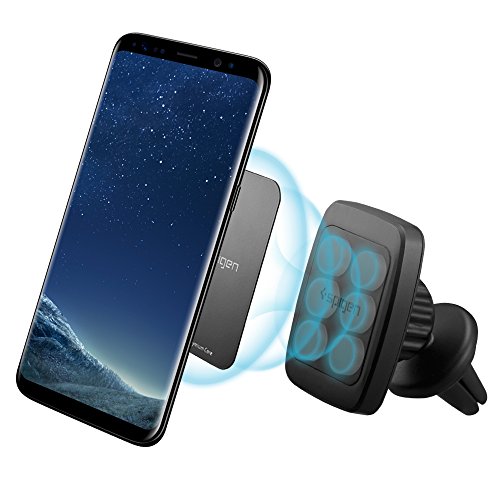 Car Phone Holder, Spigen Kuel [Air Vent Magnetic] [Hexa Neodymium Core] [Universal 360º One Touch] Phone Holder Car Mount Holder Mobile holder Car Mobile Phone Holder for for Large Phones - iPhone 7/7 Plus/6S/6S Plus, Galaxy S8/S8 Plus/S7/S7 Edge/S6,Galaxy Note 5/4, Nexus 5X/6P, LG G6/G5, Google Pixel/Pixel XL, Huawei and More Smartphones, Mobile Holder Car Cradle - A201