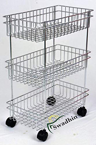 Buy Swadhin 3 Layer Fruit And Vegetable Stand Basket Trolley