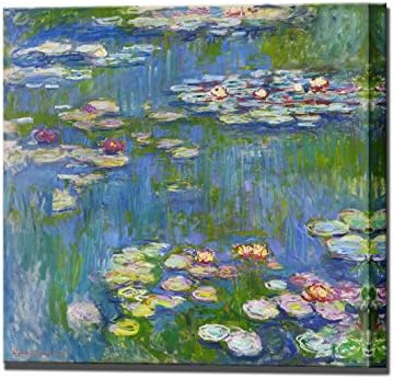 Water Lilies Monet Canvas Art 1916 Framed Canvas Wall Art Print Ready To Hang Wall Decor (80 x 80 cm)