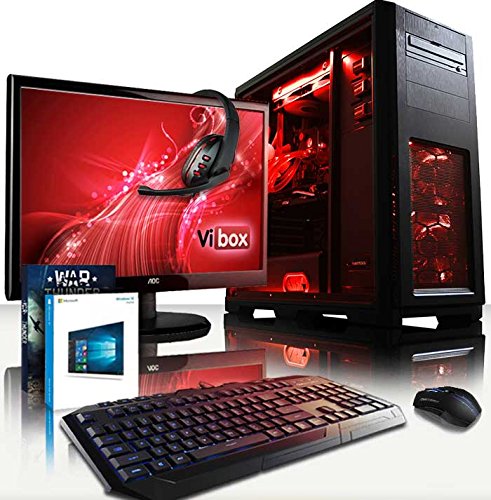 VIBOX Gaming PC - Sharp Shooter Package 7.119 - 4.2GHz AMD FX 4-Core CPU, GTX 1050 GPU, Advanced, Water Cooled, Desktop Computer with Game Bundle, 22