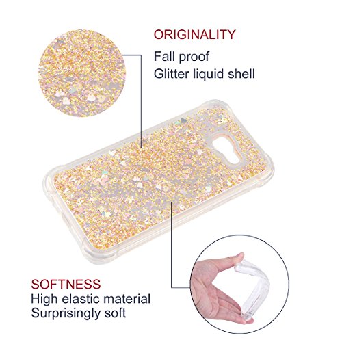 Galaxy A5 2017 Liquid H  lle  Rosa Schleife 3D Flie  en Fl  ssig Bling Dynamisch Treibsand Stern Glitzer Case Anti-Rutsch Kratzfest Transparent Siliko