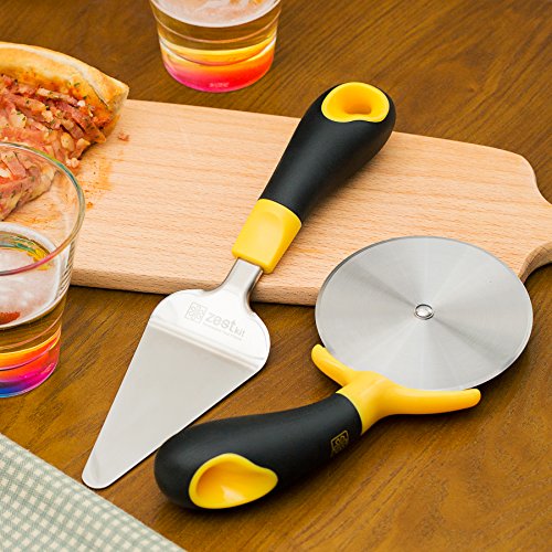 Zestkit 2Stk. Pizzaschneider und Kuchenheber, Pizzaheber aus Edelstahl mit ergonomischen Griff, Spülmaschinenfest - 3