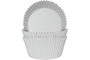 Miss Bakery's House® Pirottini in carta - standard - bianco - 75 pezzi - Ø 5 cm x 3 cm - resistenti al forno - per muffin e cupcakes - da cuocere in fornetto