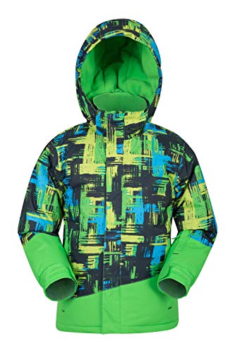 Preisvergleich Produktbild Mountain Warehouse Downhill Bedruckte Kinder-Skijacke - Wasserdichte Regenjacke, Schneefang, warm, abnehmbare Kapuze, Fleecefutter, Taschen - Ski-Kleidung für den Winter Limette 116 (5-6 Jahre)
