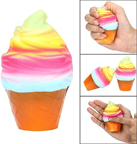 Stress Reliever Toys, TUDUZ Newest Funny Creative Kawaii Kawaii Squishy 10cm Rainbow Ice Cream Cone Slow Rising Scented Jumbo Abreact Toy Stress Reliever (as shows)