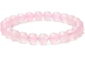 Landorilo Bracciale in Pietra Semipreziose Naturale Fatto a Mano Elastico per Donna Uomo, 8MM Pietre Gemme Rotonde Altamente Lucide Bracciali Yoga, Braccialetti Chakra