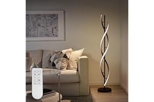 ELINKUME Lampa stojąca do salonu, nowoczesna lampa podłogowa LED, spiralna konstrukcja, 30 W, do salonu, z pilotem, stojąca lampa podłogowa do salonu, sypialni i biura