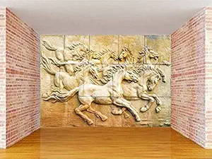 3D Wallpaper Customized, Horse Statue, Self Adhesive, 100% Washable, for Living Room/Bedroom/Kids Room/Study Room(4ftX3ft)