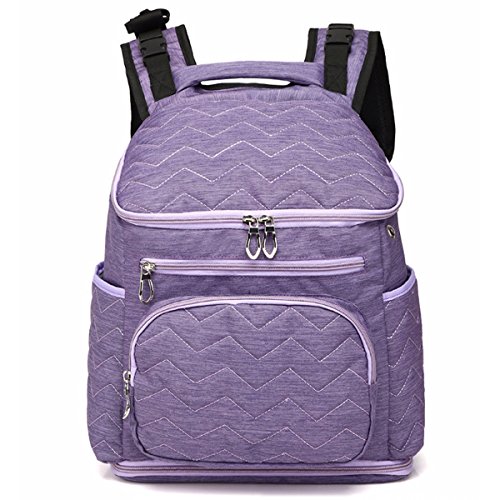 Preisvergleich Produktbild BAGZY Wasserdicht Baby Wickeltaschen Reise Rucksack Baby Kinderwagen Isolierte Tasche Rucksäcke Unisex Umhängetaschen Rucksackhandtaschen Große Kapazität Babytasche Handtaschen Organizer Lila