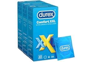 DUREX Préservatifs Comfort XXL - Préservatifs Extra Larges et Extra Longs - 10 pièces (30 Préservatifs Comfort XXL)