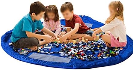 Hivel Portable Toy Storage Bag Easy Tidy Play/Storage Kids Play Mat Toys Organizer Ideal for Lego Duplo and Other Children's Toys for Faster Cleanup Large Size Diameter 150cm - Blue