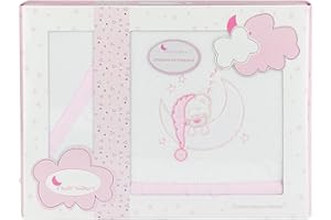 Interbaby Sabanas Invierno Coralina Coche - Capazo- (Bajera+encimera+Funda Almohada) (Bear Sleeping BCO Rosa)