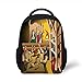 Produktbild Kids School Backpack Cartoon,King and Queen Feasting with Brave Warriors Ancient Scandinavia Medieval Historical,Multicolor Plain Bookbag Travel Daypack