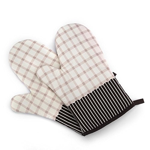 spécifications Gants Gant de four micro-ondes four à barbecue en coton, mitaines de cuisson, cuisine résistante à la chaleur, ensemble en coton matelassé de 2 mitaines (Color : Black and white vertical stripes)