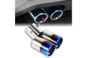 terminale scarico, Qiilu Auto Terminali di scarico Tubi sistemi 1 pz universale in acciaio inossidabile posteriore a doppia uscita marmitta marmitta terminale tubo terminale di scarico