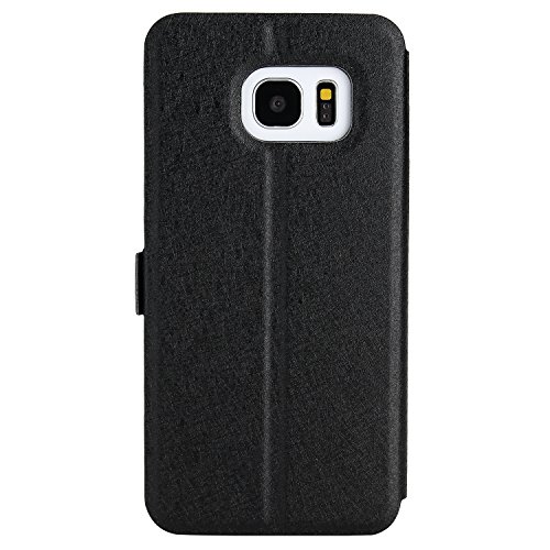 Danibos - Funda tipo libro para Samsung Galaxy S7  Edge  fina  piel sint  tica   piel  negro  Samsung Galaxy S7 Edge