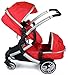 iSafe Tandem Pram me&you - Warm Red (Red) + All Raincovers