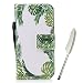 Produktbild Huawei P10 Plus Hülle, Edaroo Grün Tropisch Monstera Muster Ultra Slim PU Leder Brieftasche Flip Case Stand Case mit ID & Kreditkarte Tasche Dauerhaft Folio Magnetisch Schutzhülle Ledertasche Lederhülle Flipcase Cover für Huawei P10 Plus