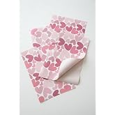 Kalpli Tasarım Hediye Paketleme Kağıdı 10 Adet, 50x35 cm | Kuşe Kağıt, Pembe Kalp Desenli, Doğum G&uuml;n&uuml; &amp; Kutlama, Katlanabilir