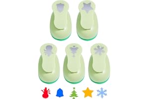 UCEC Motivstanzer Weihnachten Set 5 Stück – Schneeflocken, Schneemänner, Glocken, Weihnachtsbäume, Sterne, Stanzer Weihnachten 1 Zoll (2,54 cm), Ideal für Basteln, Scrapbooking und Weihnachtskarten