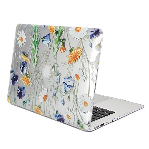 MacBook Air 13 Hülle, GMYLE Hard Case Print Glossy für MacBook Air 13 - Kristall-Blümchenmuster Glänzend Hard Shell Fall-Abdeckung Hülle Case Etui Tasche