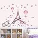 Produktbild LGDB Wandaufkleber Rosa Schmetterling Paris Turm wandaufkleber für Wohnzimmer Schlafzimmer Garderobe wanddekorkunst Fahrrad wandtattoos DIY tapete dc8