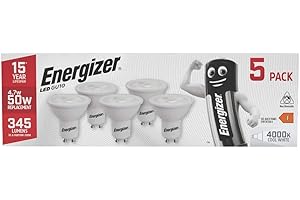 Energizer GU10 LED Bulbs Cool White. 50w Equivalent Spotlight Bulbs. 4000k 345 Lumen. Non Dimmable - Pack of 5