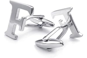 HONEY BEAR 1 Paar Herren Edelstahl Manschettenknöpfe Hochzeit Cufflinks Manschettenknopf Silber Buchstabe,MEHRWEG