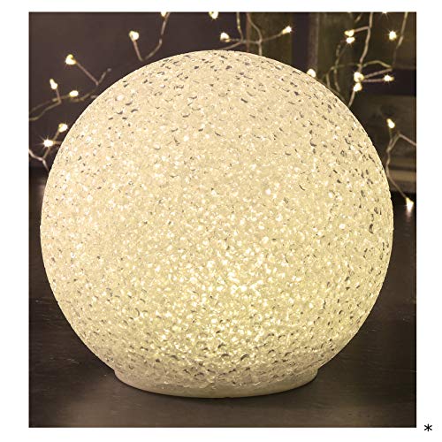 LED Dekokugel 15 cm mit An-, Ausschalter - LED Lichtball Schneeball Leuchte Lichtkugel Kugel Tisch Lampe