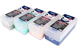 Toppoint 4x Lernbox/Karteikasten/DIN A8 / je 1x blau, rot, grün, pink