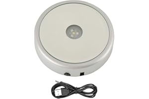 Hilitand 4 Arten Bunte LED-Licht Kristallständer Standfuß für Heimtextilien (Batterien sind Nicht enthalten)(Round Mirror, 4 LEDs USB Battery)