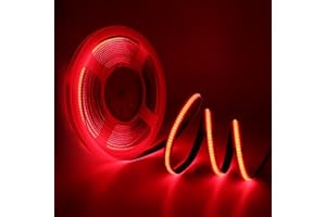 HEGEHE 2m COB LED Strip USB Power, Red Light Ribbon 5V DC, Self-Adhesive Tape for Home Commercial Cupboard TV Backlight Decorative Lighting