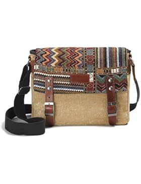 Damen Umhängetasche Canvas Schultertasche Verschleißfest Retro Mit Echte Leder Wasserdicht Verschleißfest