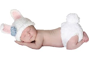MATISSA (White Rabbit) - White Rabbit, Newborn Baby Girl Boy Crochet Knit Costume Photo Photography Prop Hats Outfits