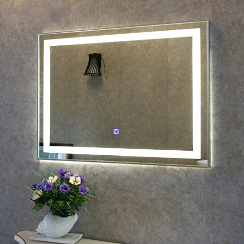 Tonffi Specchio da bagno specchio LED 80x60cm tattile 30W IP44 specchio da parete a LED con illuminazione 4000-4500K