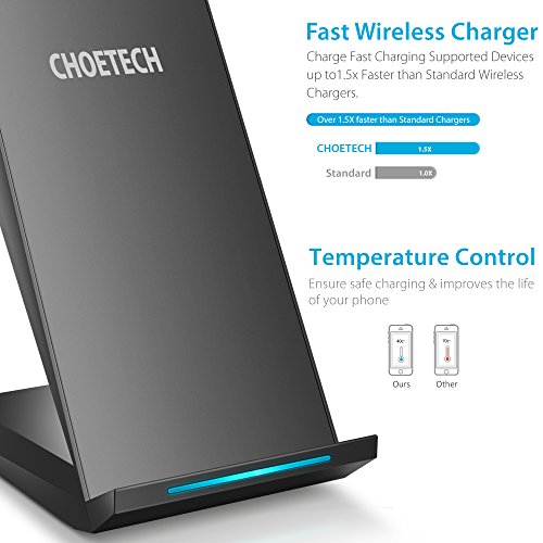 CHOETECH Galaxy Note 8/S8/S8 Plus Caricabatterie Senza Fili, Caricatore Wireless Rapido Docking Station per Galaxy S8/S8 Plus/Note 5/Note 8/S7/S7 Edge/S6 Edge+, iPhone 8/8Plus/X