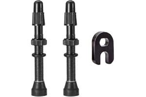 TAKEYFAITHER 2 Pcs Black Valve Stem Bicycle Tubeless Presta Aluminium Alloy Notubes Valves with Small Wrench for Cycling Road Bike