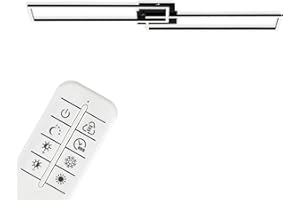 ‎BRILONER Briloner Leuchten Lampa sufitowa LED, ściemniana, pilot zdalnego sterowania, regulacja temperatury barwowej, w zestawie funkcja oświetlenia nocnego i timer, czarna, 1100 x 248 x 78 mm (dł. x szer. x wys.) 3145-015
