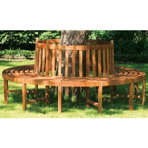 SEDEX Holz Baumbank Kentucky aus hochwertigem Hartholz, Ø 208cm Eukalyptusholz – Bild 3