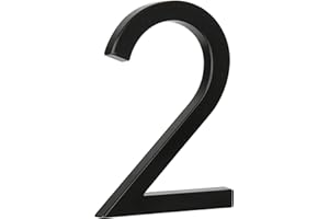 HASWARE Número de casa flotante 5" (12 cm) para exterior – Letrero de dirección moderno en aleación de zinc para jardín, calle y buzón (2, Negro)