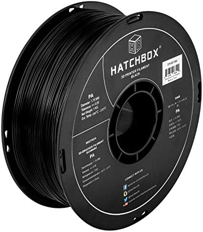HATCHBOX PA Nylon 3D Printer Filament, Dimensional Accuracy +/- 0.05 mm, 1 kg Spool, 1.75 mm, Black