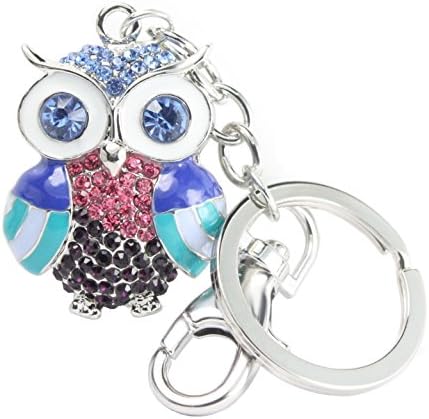 Quadiva Bag Charm Owl decorated with crystals, bag jewellery for ladies