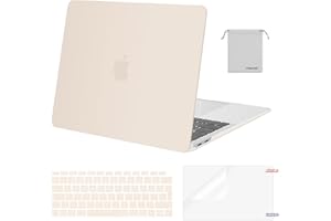 MOSISO Coque Compatible avec MacBook Air 13 Pouces M1 Compatible 2021-2018 A2337 A2179 A1932, Coque Rigide&Housse Clavier&Film D'écran&Sac de Rangement pour MacBook Air 13,3 Pouces,Beige