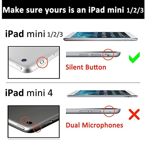 Khomo iPad Mini 1, 2, 3 Hülle Case Schwarze Schwarzes Gehäuse mit doppelten Schutz ultra dünn und leicht, Smart Cover – Dual Black - 5