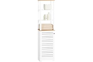 SoBuy BZR43-W Armario Baño Alta Mueble Columna de baño Armario para baño con 5 Estantes Estanterías de baño Blanco Medidas: 40x30x160cm, ES